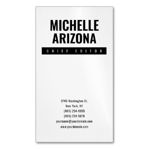Minimalistische zwart-wit Professional Modern Magnetisch Visitekaartje