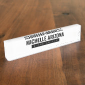 Minimalistische zwart-wit Professional Modern Naambordje (Zijkant)