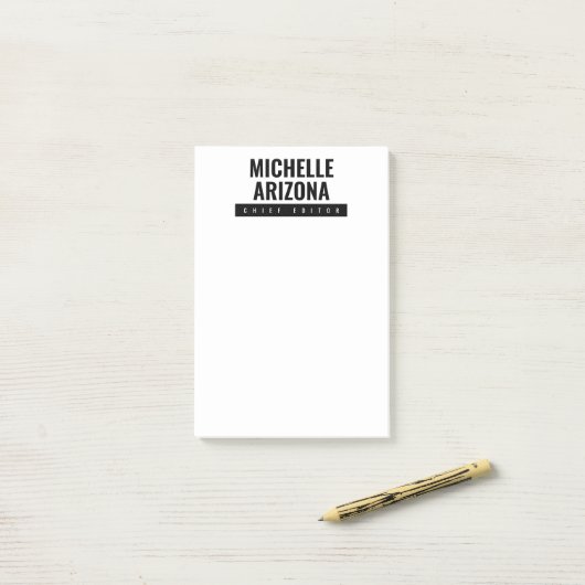 Minimalistische zwart-wit Professional Modern Post-it® Notes (Op bureau)