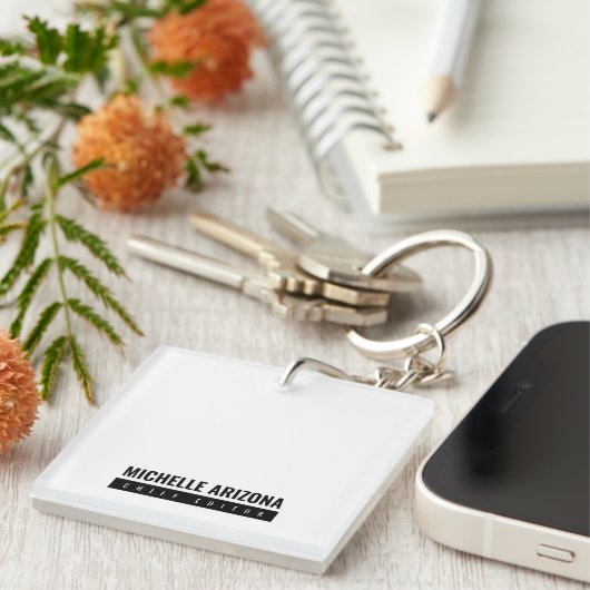 Minimalistische zwart-wit Professional Modern Sleutelhanger (Voorkant Rechts)