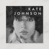 Minimalistische Zwart Wit Professionele Foto QR-co Vierkante Visitekaartje (Voorkant)