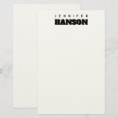 Minimalistische Zwart & Wit Professionele Moderne  Briefpapier (Voorkant / Achterkant)