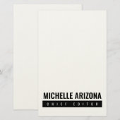 Minimalistische Zwart-Wit Professionele Moderne Briefpapier (Voorkant / Achterkant)