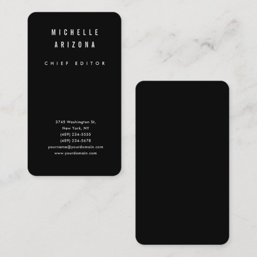 Minimalistische Zwart & Wit Professionele Moderne Visitekaartje (Voorkant / Achterkant)
