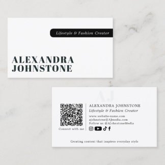 Minimalistische Zwart-Wit Professionele QR-code Visitekaartje