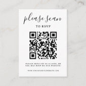 Minimalistische zwart-wit QR code bruiloft Informatiekaartje (Voorkant)