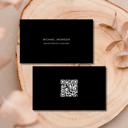 Minimalistische zwart-wit QR Code Corporation Visitekaartje