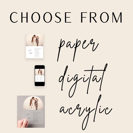 Minimalistische zwart-wit QR-code Fotobruiloft Kaart