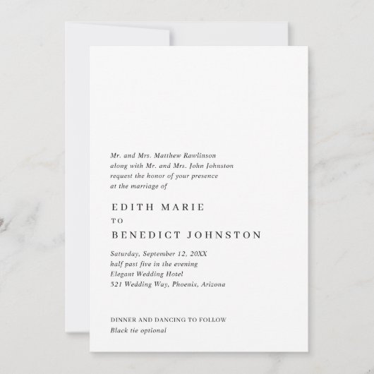 Minimalistische zwart-wit QR-code moderne bruiloft Kaart (Voorkant)