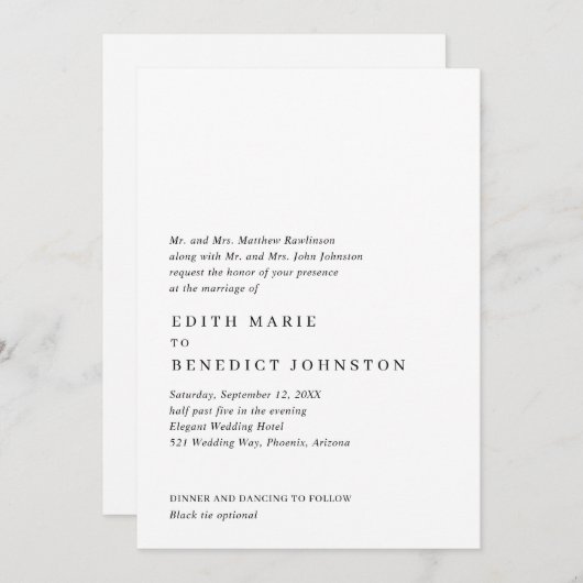 Minimalistische zwart-wit QR-code moderne bruiloft Kaart (Voorkant / Achterkant)