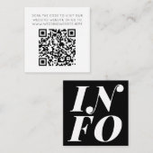 Minimalistische Zwart Wit QR Code Online Trouwinfo Informatiekaartje (Voorkant / Achterkant)