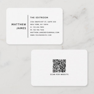 Minimalistische Zwart-Wit QR-Code Professioneel Visitekaartje