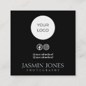 Minimalistische zwart-wit QR Code Social Media Vierkante Visitekaartje (Achterkant)