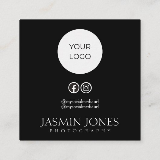 Minimalistische zwart-wit QR Code Social Media Vierkante Visitekaartje (Achterkant)