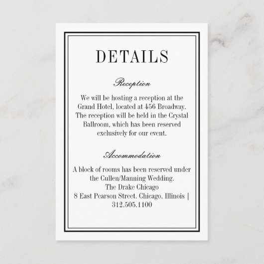 Minimalistische zwart-wit QR-code Trouwinformatie Informatiekaartje (Voorkant)