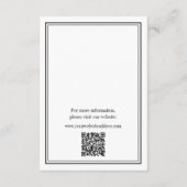 Minimalistische zwart-wit QR-code Trouwinformatie Informatiekaartje (Achterkant)