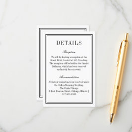 Minimalistische zwart-wit QR-code Trouwinformatie Informatiekaartje