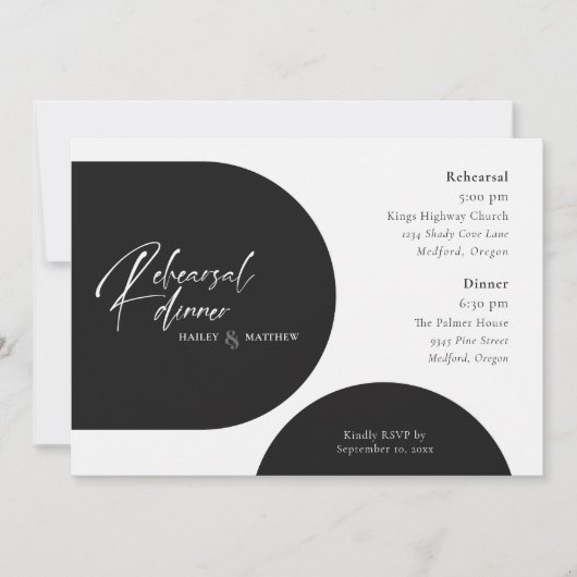 Minimalistische Zwart Wit QR Code uitnodiging (Voorkant)