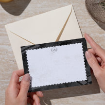 Minimalistische Zwart&Wit Rand Monogram Notitiekaa