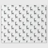 Minimalistische zwart-wit rendier kerst cadeaupapier (Vlak)