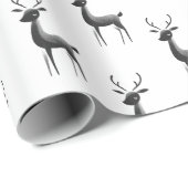 Minimalistische zwart-wit rendier kerst cadeaupapier (Rol Hoek)