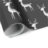 Minimalistische zwart-wit rendier kerst cadeaupapier (Rol Hoek)
