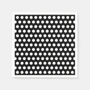 Minimalistische Zwart Wit retro Polka stippen Servet