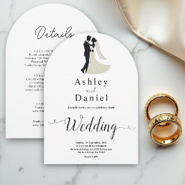 Minimalistische zwart-wit romantische paar bruilof kaart