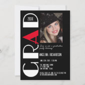 Minimalistische zwart wit rood afstuderen foto aankondiging (Voorkant)