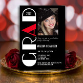 Minimalistische zwart wit rood afstuderen foto aankondiging