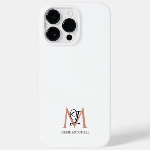 Minimalistische Zwart Wit Roos Gouden Monogram Naa Case-Mate iPhone 14 Pro Max Hoesje
