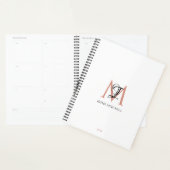 Minimalistische Zwart Wit Roos Gouden Monogram Naa Planner (Display)
