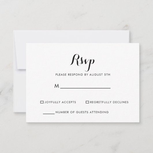 Minimalistische Zwart-Wit RSVP (Voorkant)