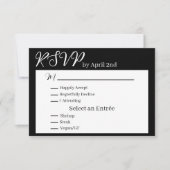 Minimalistische zwart-wit RSVP- en Entrée-keuzes RSVP Kaartje (Voorkant)