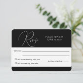 Minimalistische Zwart&Wit RSVP Kaart (Staand voorkant)