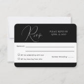 Minimalistische Zwart&Wit RSVP Kaart (Voorkant)