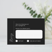 Minimalistische zwart-wit RSVP-kaart RSVP Kaartje (Staand voorkant)