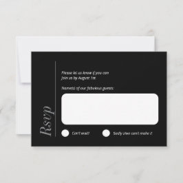 Minimalistische zwart-wit RSVP-kaart RSVP Kaartje