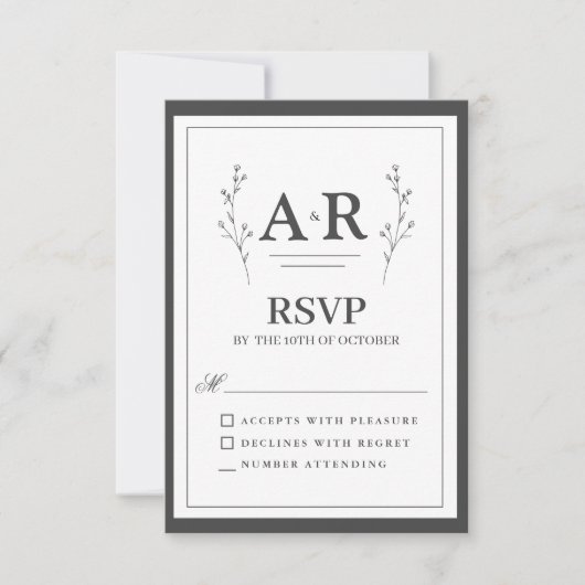 Minimalistische Zwart & Wit RSVP Kaartje (Voorkant)