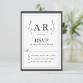 Minimalistische Zwart & Wit RSVP Kaartje (Staand voorkant)