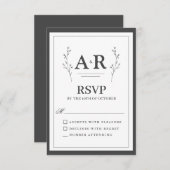 Minimalistische Zwart & Wit RSVP Kaartje (Voorkant / Achterkant)