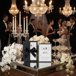 Minimalistische Zwart & Wit RSVP Kaartje