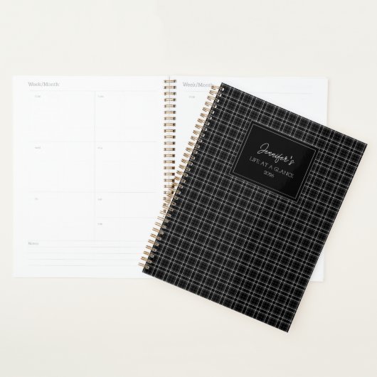 Minimalistische zwart-wit ruit planner (Display)