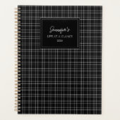 Minimalistische zwart-wit ruit planner (Voorkant)