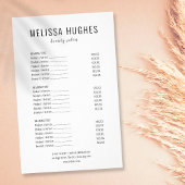 Minimalistische Zwart-Wit Salon Service Menu
