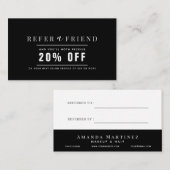 Minimalistische zwart-wit salon verwijzing visitekaartje (Voorkant / Achterkant)