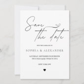 Minimalistische Zwart-Wit Save the Date Kaart (Voorkant)