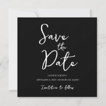 Minimalistische Zwart-wit Save the Date