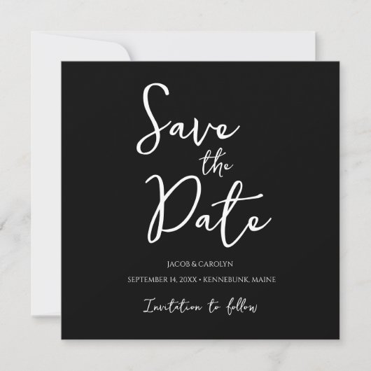 Minimalistische Zwart-wit Save the Date Kaart (Voorkant)