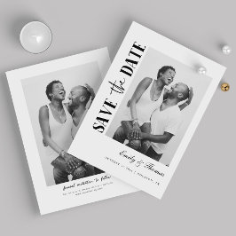 Minimalistische Zwart-Wit Save the Date Kaart